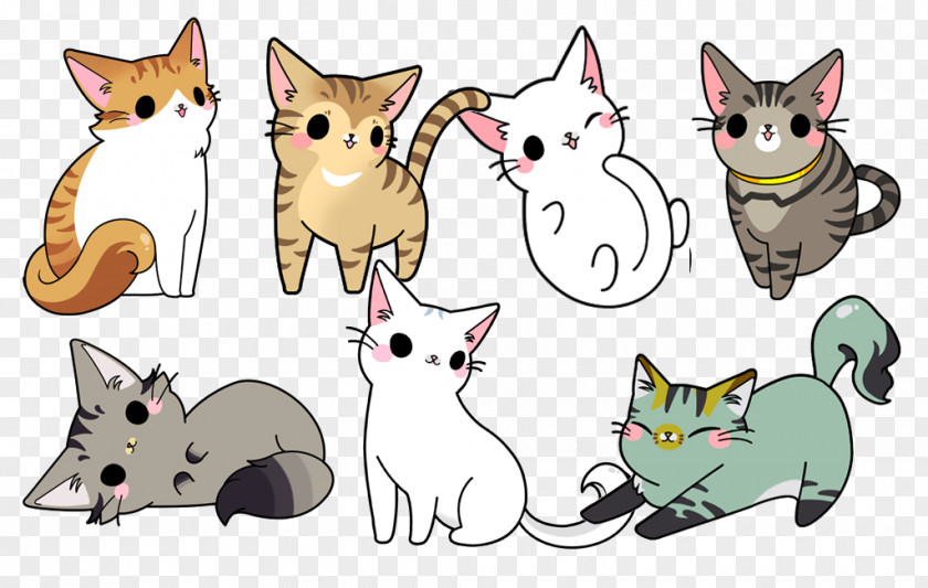 Hand Drawn Cat Family Cartoon Illustration PNG