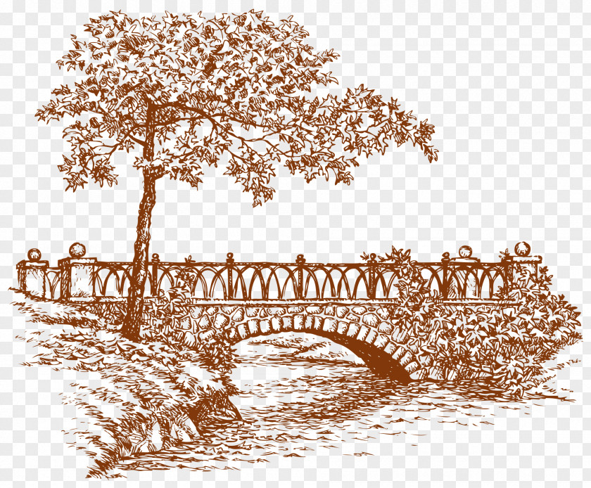 Hand Painted Classical Bridge Vector Old Alton Drawing Illustration PNG