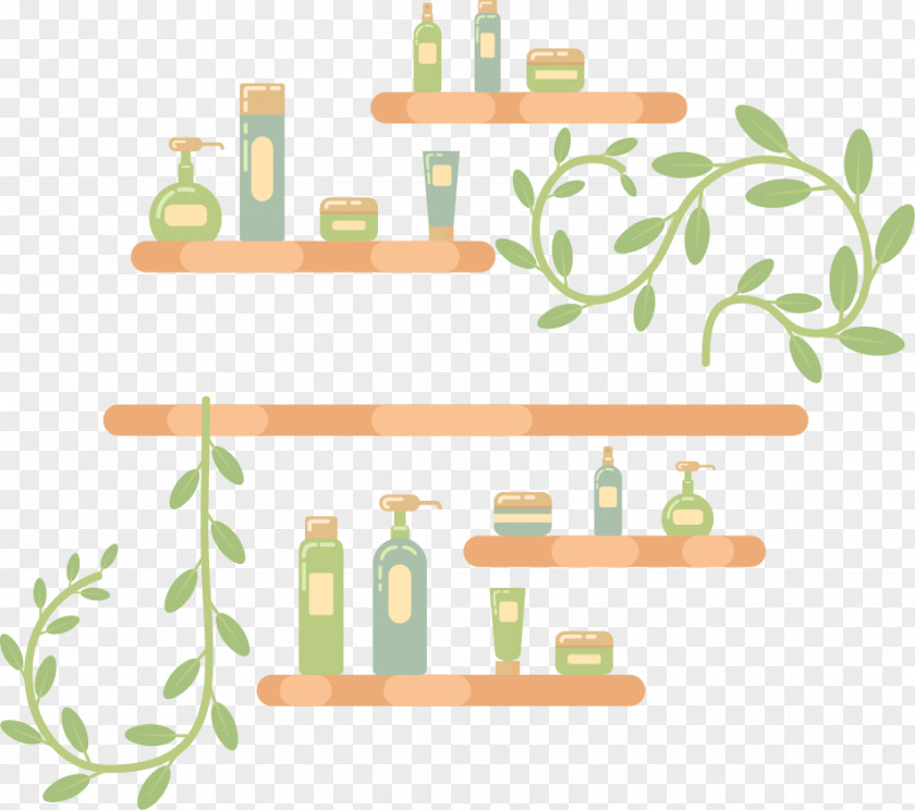 Vector Hand-drawn Health Care Lotion Beauty Cosmetics Make-up Poster Green PNG