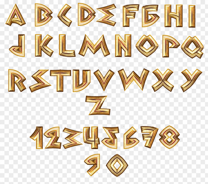 Gold Ikariam Alphabet Material Font PNG