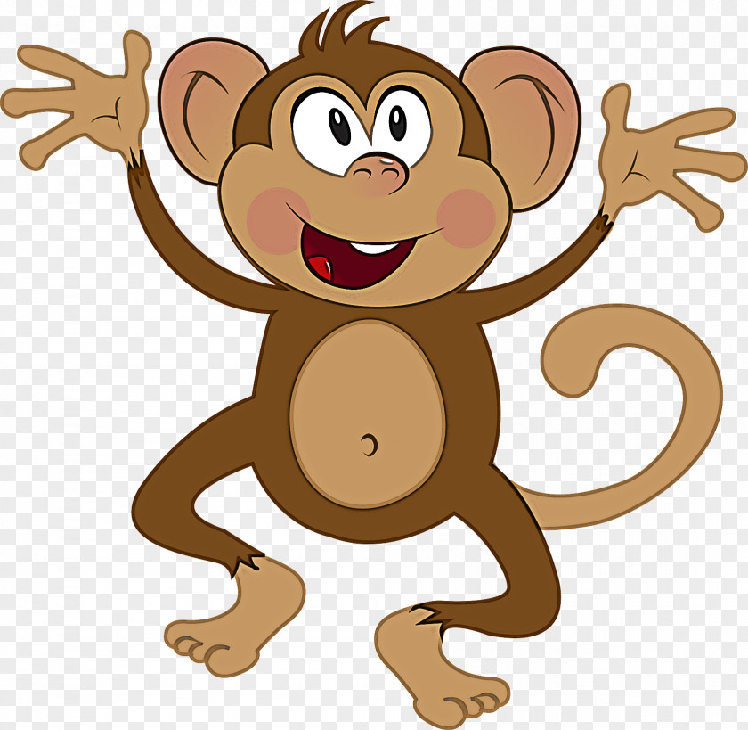 Cartoon Brown Sticker Animation Old World Monkey PNG