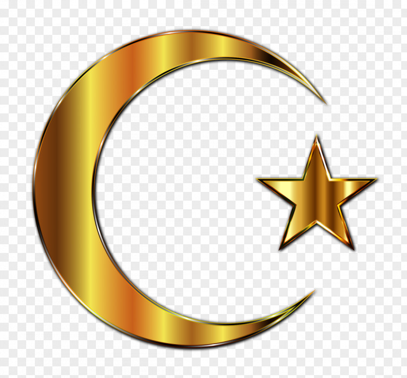 Star And Crescent Moon Golden Clip Art PNG