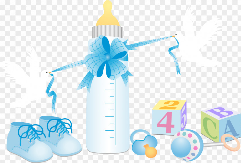 Vector Bottle Diaper Infant Child PNG