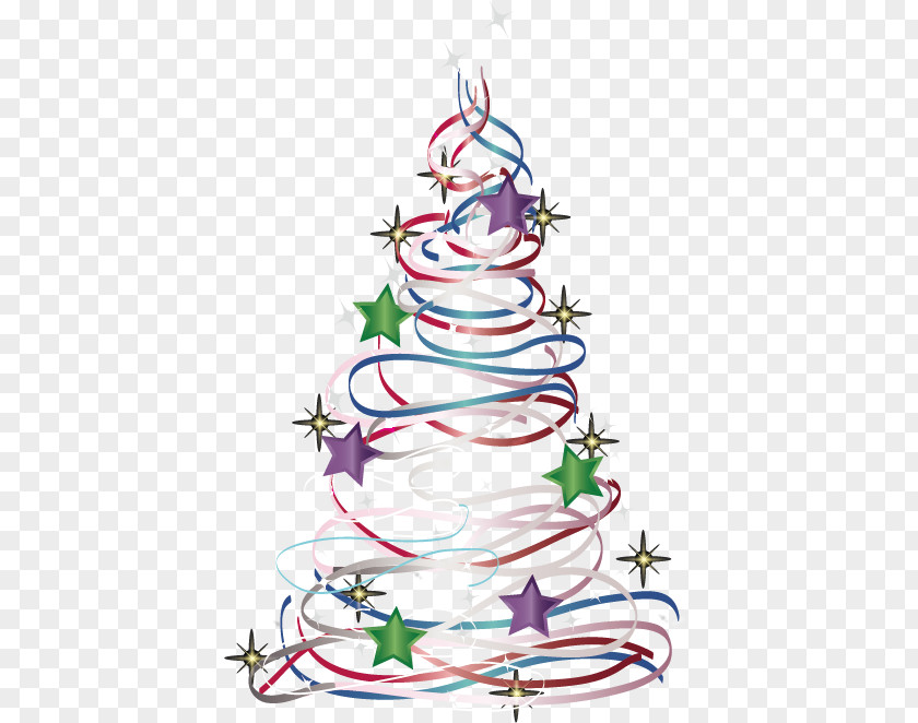Vector Hand-painted Christmas Ribbon Tree Euclidean Clip Art PNG