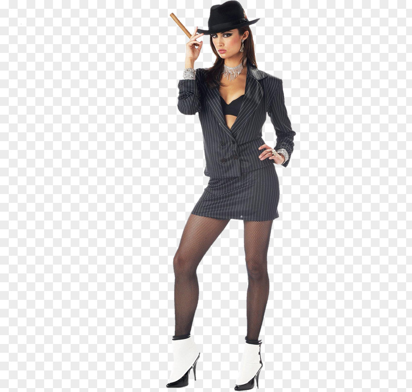 Woman Halloween Costume Gun Moll Gangster Clothing PNG