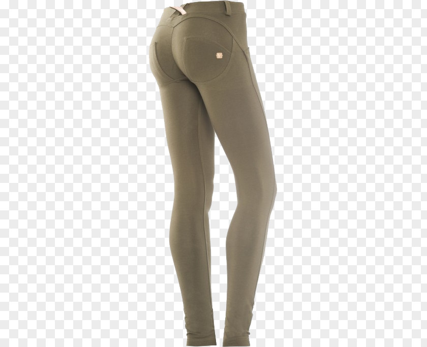 Mid Waist SkinnyBeige Pants WR.UP 7/8 Regular Rise In Naturally-coloured CottonPush Up Freddy Shaping Effect PNG