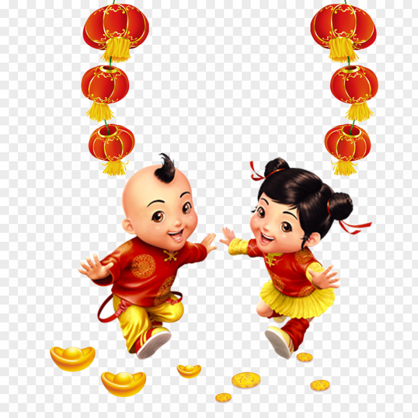 Chinese New Year Firecrackers Doll Lunar Years Day Happiness PNG