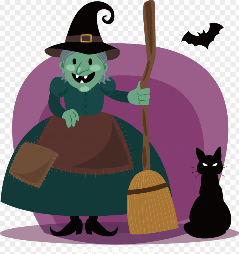 Lovely Witch Vector Broom Boszorkxe1ny Drawing Euclidean PNG