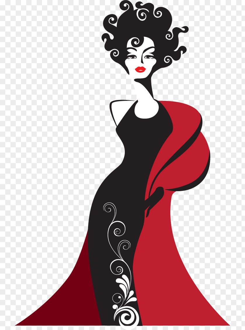 Vector Hand-painted Shawls Woman Clip Art PNG