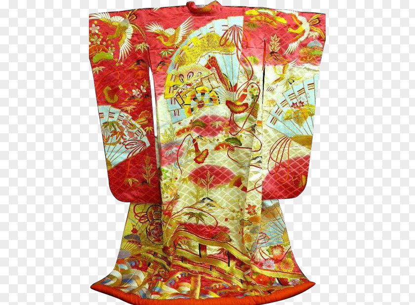 Wedding Kimono Uchikake Silk Dress PNG