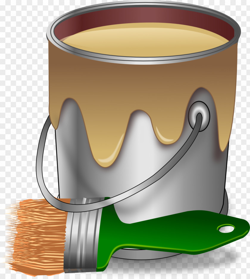 Yellow Brush Painting Bucket PNG