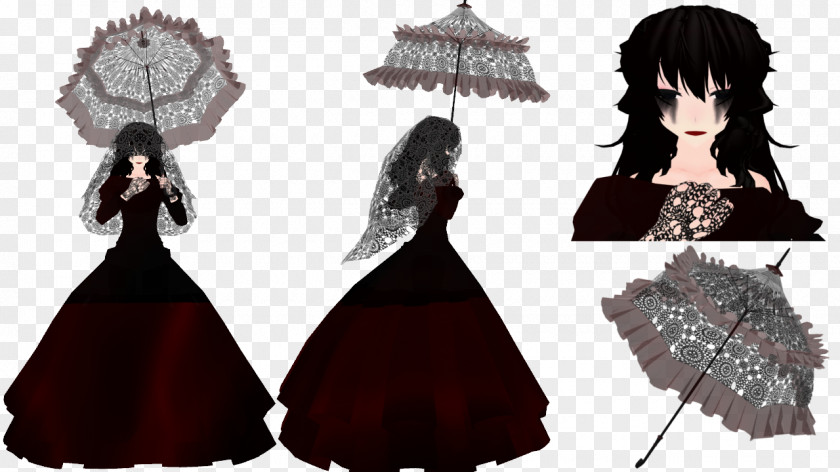 Lace Umbrella Victorian Era Fashion Clothing Dress Model PNG