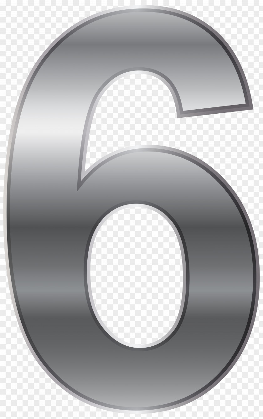 Silver Number Six Transparent Clip Art Image Design PNG