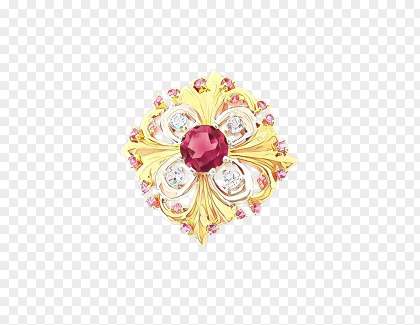 Plant Metal Yellow Pink Brooch Jewellery Fashion Accessory PNG