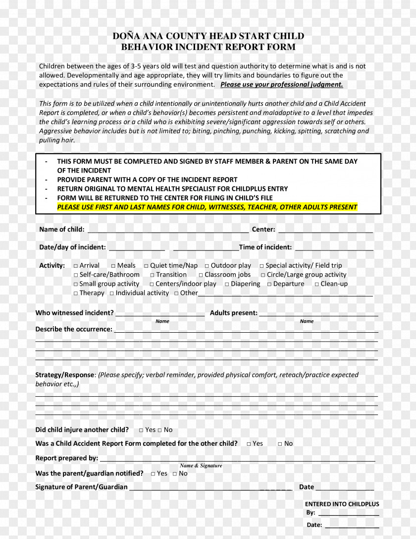 Child Document Incident Report Template Patient PNG