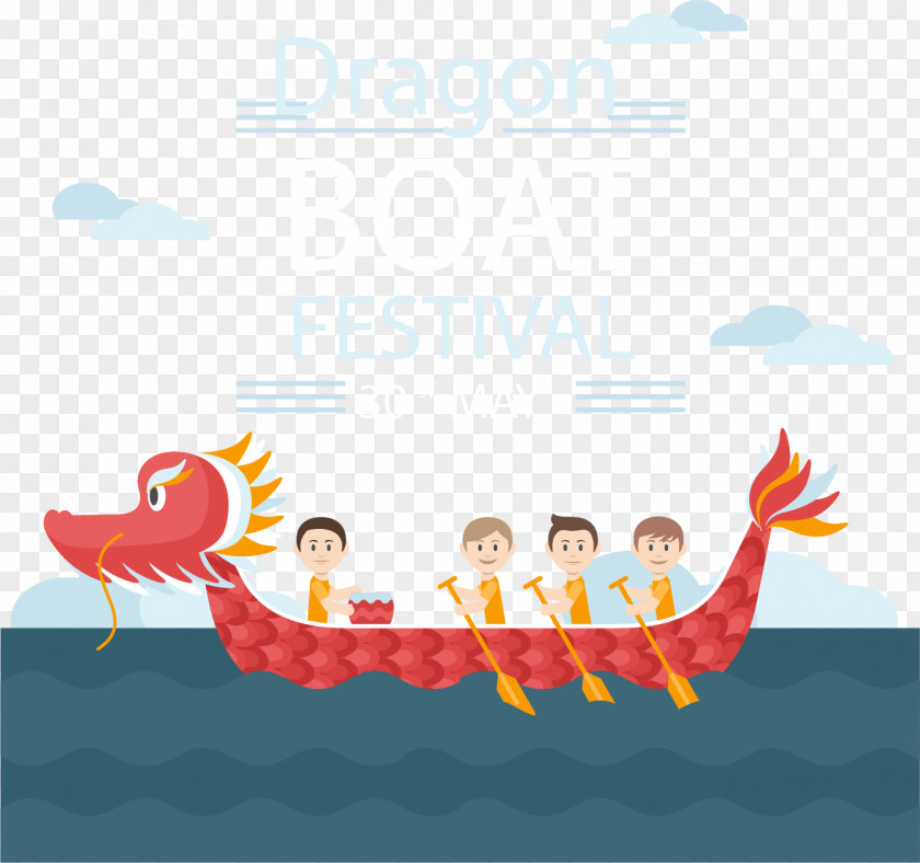 Vector Hand-painted Rowing Zongzi Dragon Boat Festival Bateau-dragon PNG