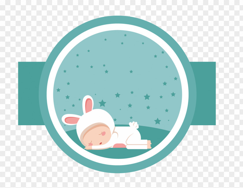Hand Painted Sleep Baby Vector Poster Illustration PNG