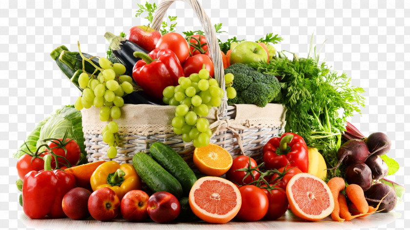 Vegetable Wicker Basket Of Fruit PNG