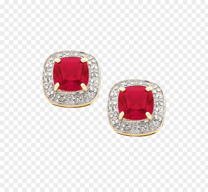 Gold And Ruby Flower Ring With Diamonds Earring Jewellery Colored Gemstone PNG