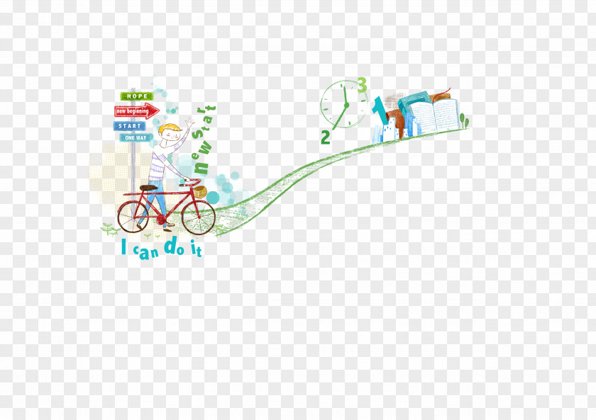 Cycling Travel Cartoon Poster Estudante Illustration PNG