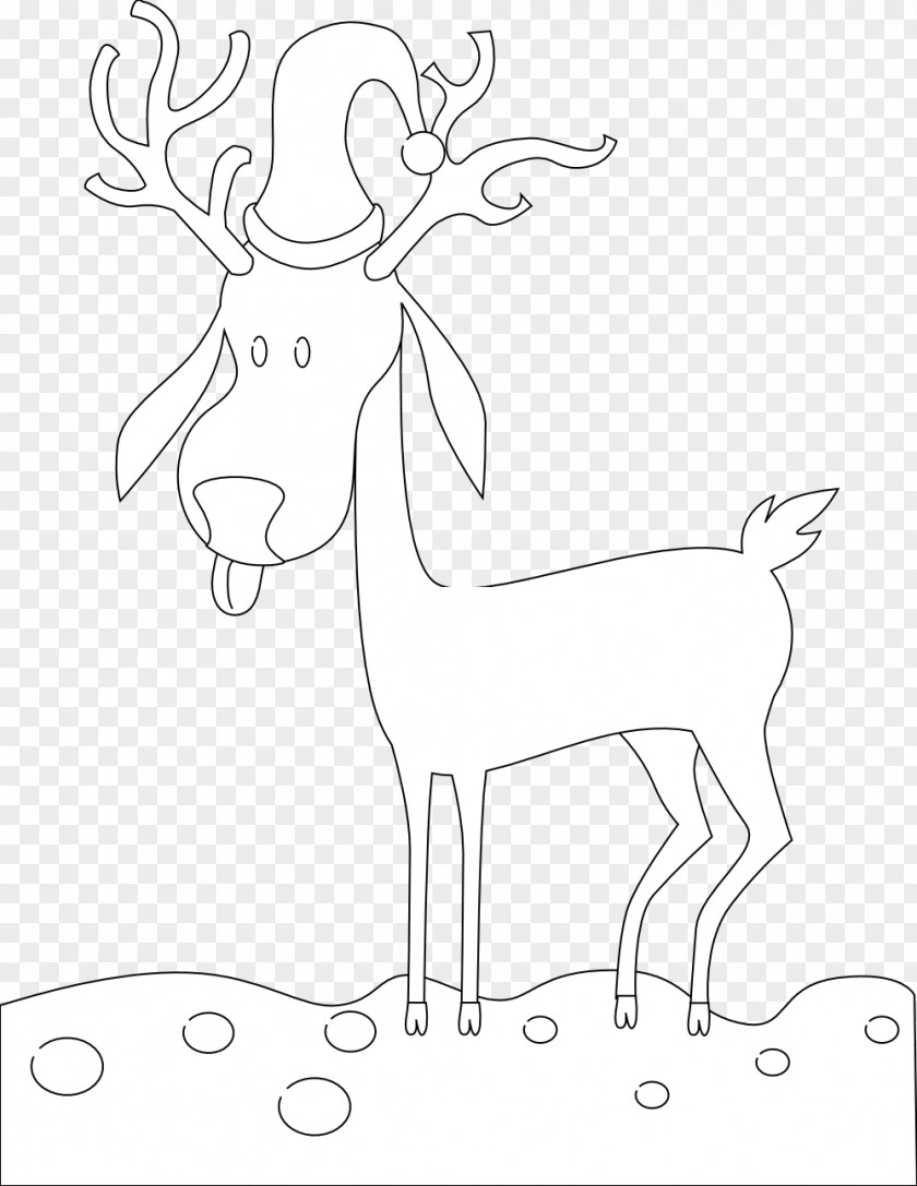 Reindeer Black And White Line Art Drawing Clip PNG