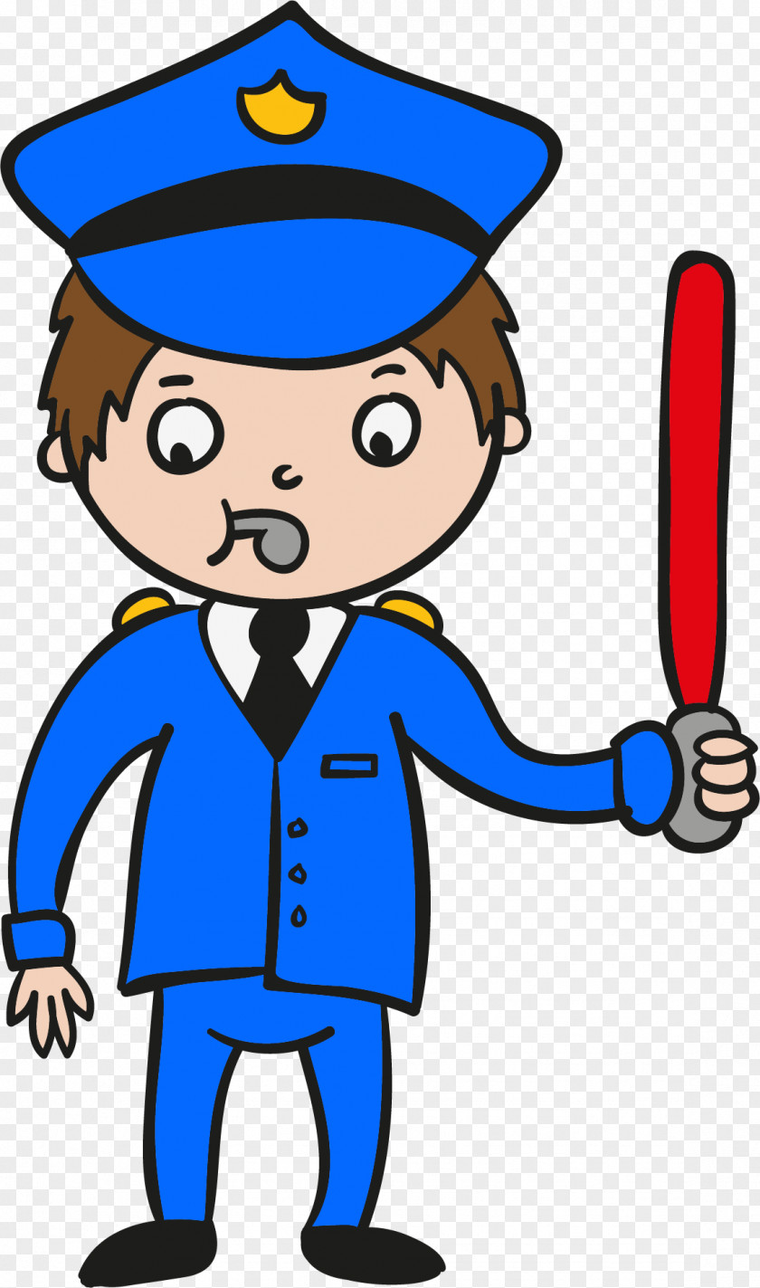 A Cartoon Whistle Policeman Police Officer PNG