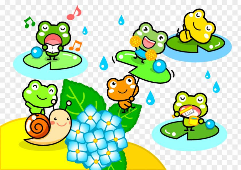 Frog Illustration Clip Art Rain Text PNG
