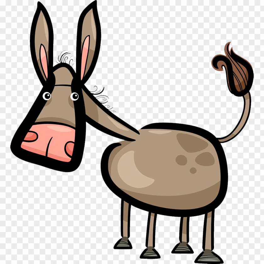 Hand Painted Donkey Color Cartoon Humour Doodle Illustration PNG