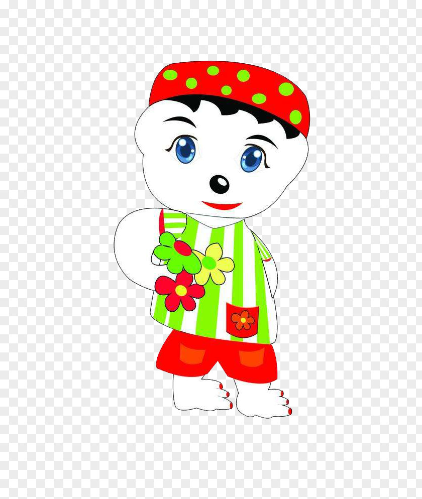 A Child Standing With Little Flower Clip Art PNG