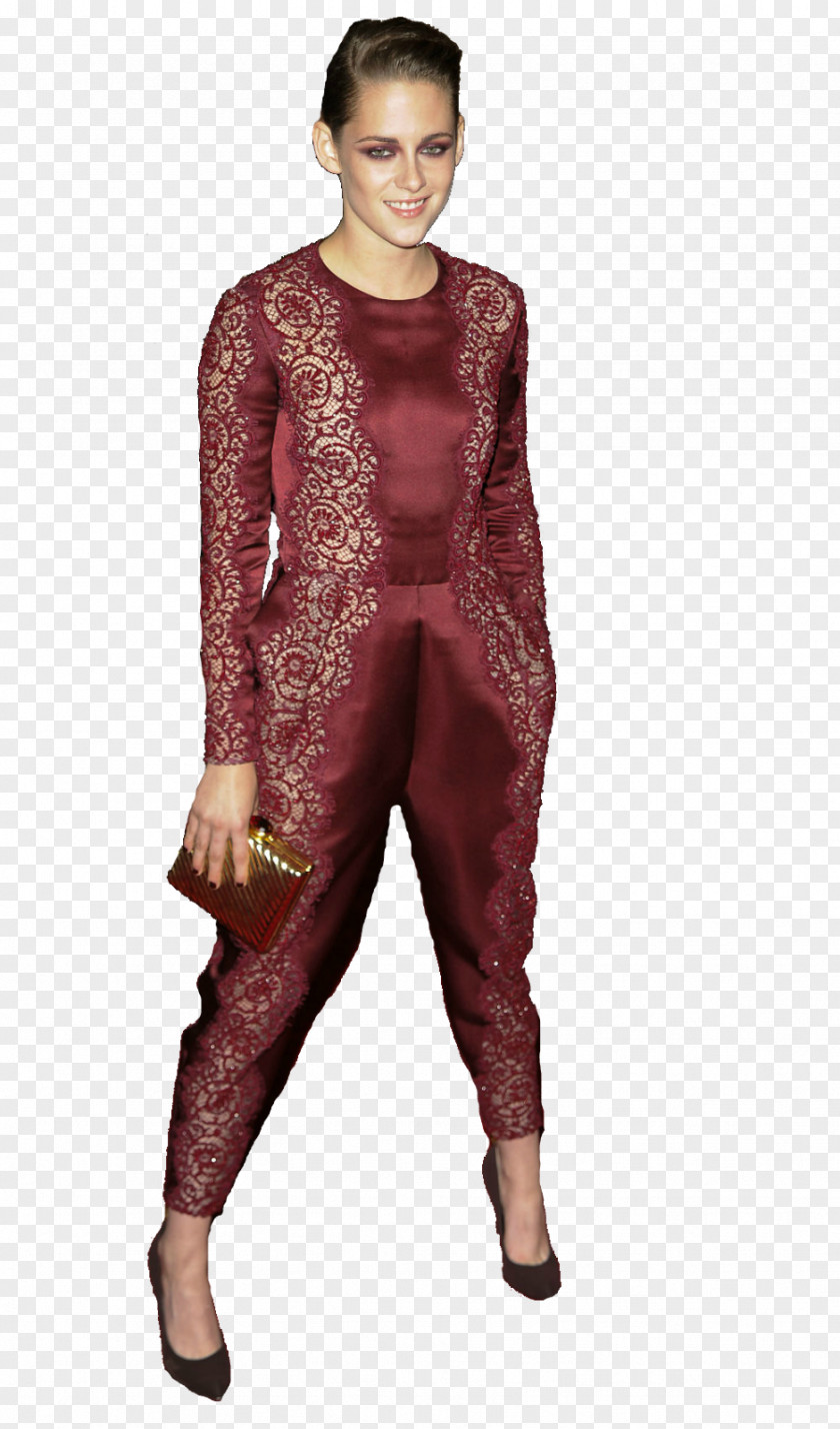 Kristen Stewart Maroon Sleeve Costume PNG