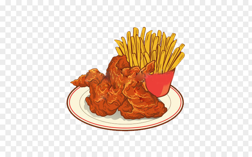 Fried Chicken Wings With French Fries Buffalo Wing Fast Food Roast PNG
