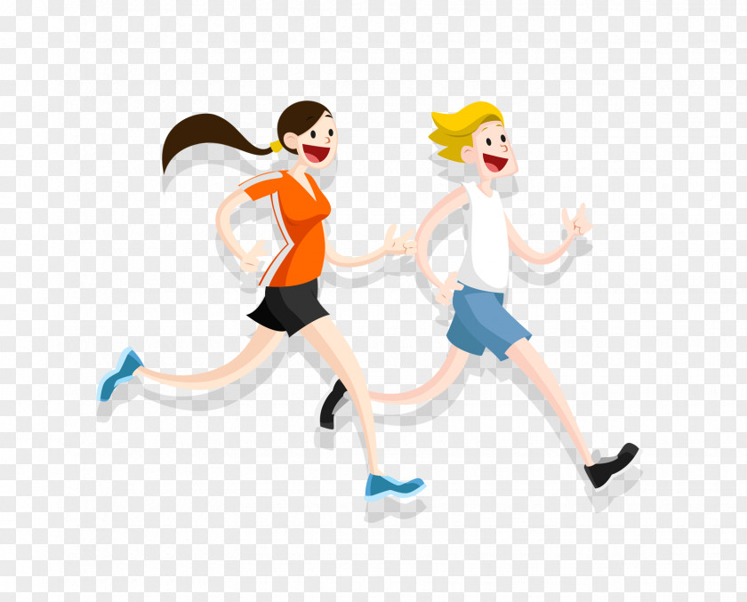 Running Couple Cartoon Clip Art PNG