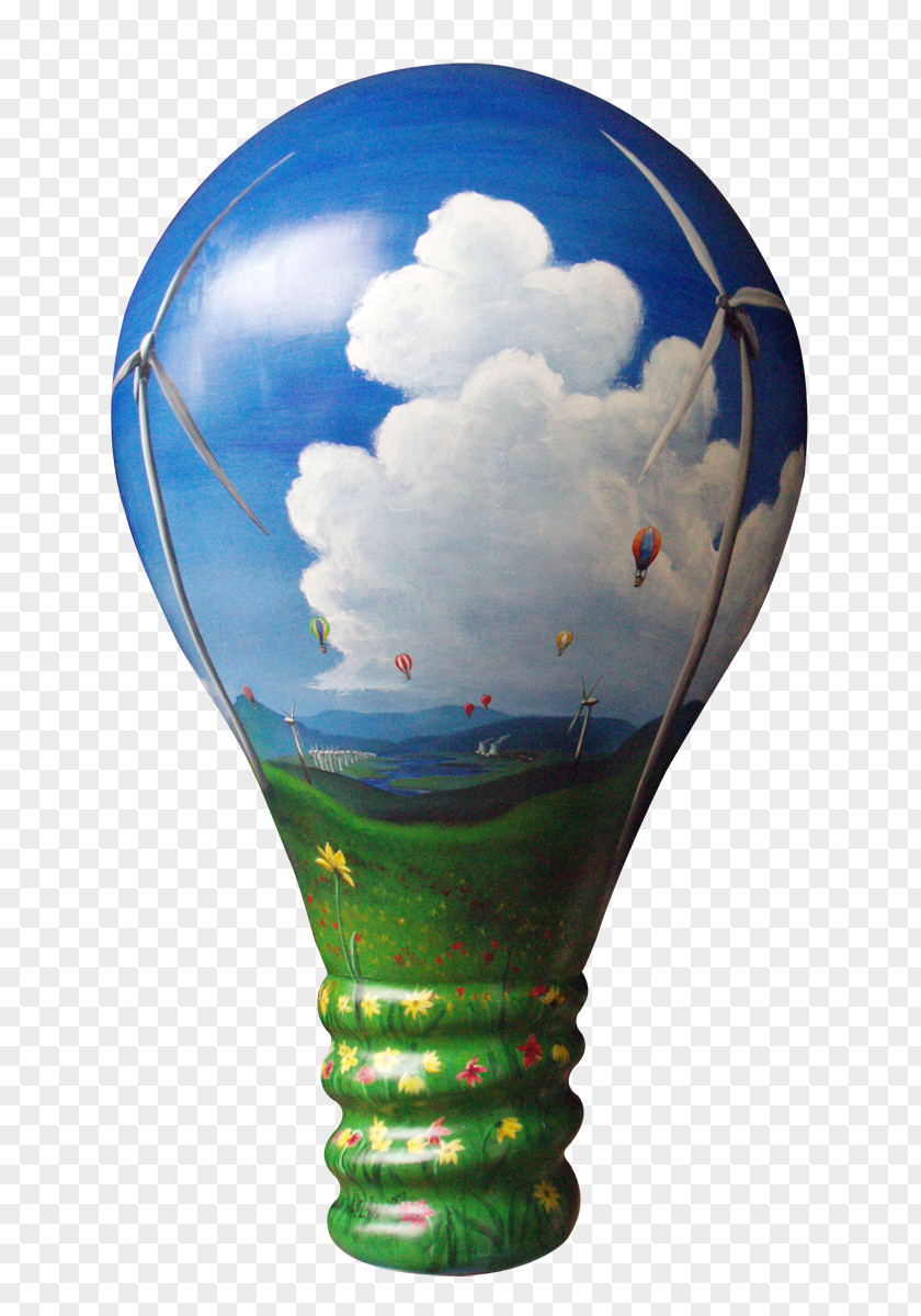 Hand Painted Incandescent Light Bulb Painting Nightlight PNG