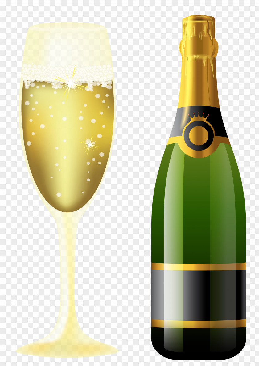 New Year Sparkling Wine And Glass Champagne Rosé Clip Art PNG