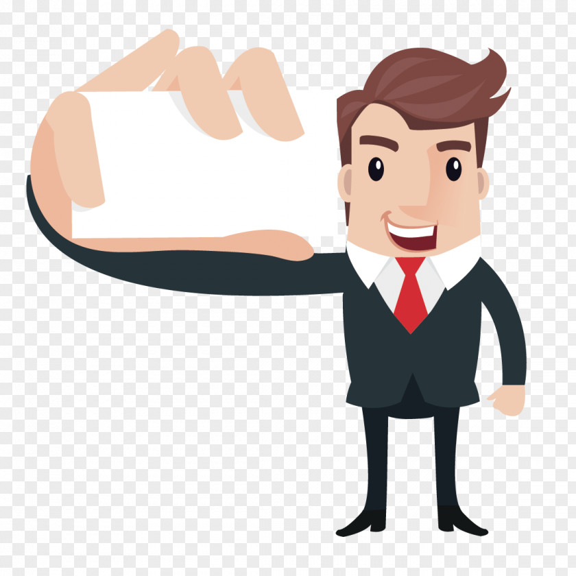 Man Holding A Card Businessperson Cartoon Illustration PNG