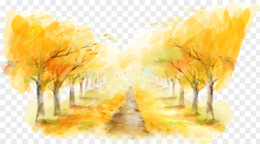 Roads Autumn Tree Poster PNG