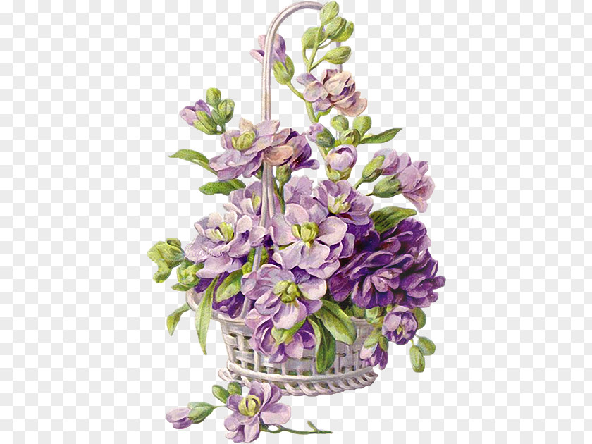 Flower Basket Violet Floral Design PNG