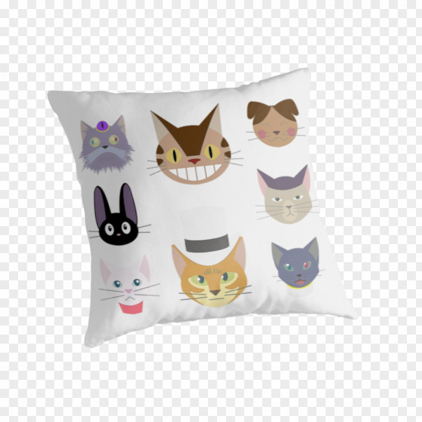 Studio Ghibli Illustration Cushion Throw Pillows Museum Cat PNG