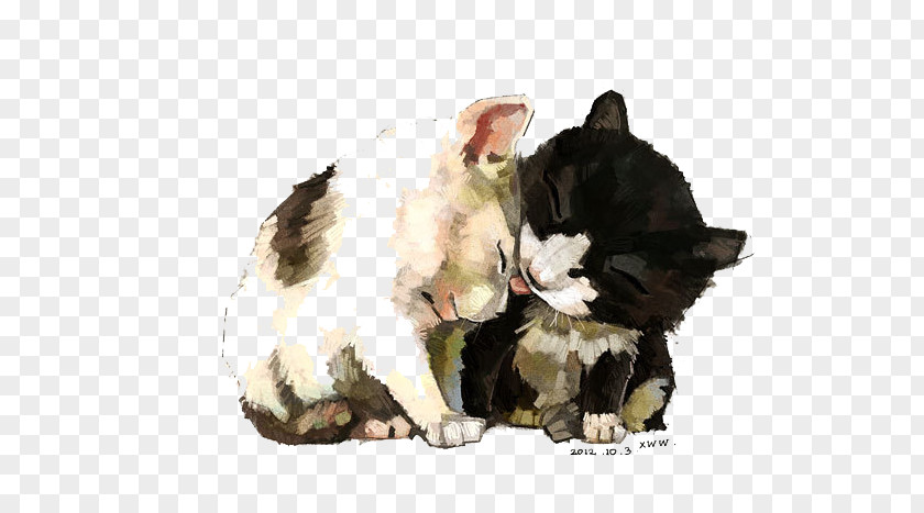 Watercolor Cat Kitten Painting Illustration PNG