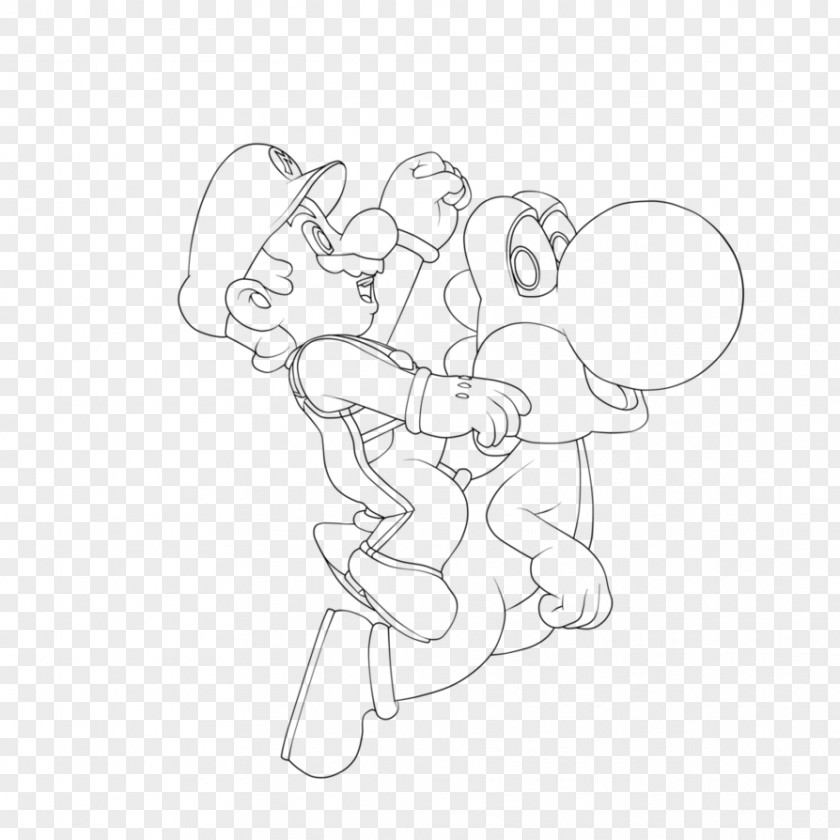 Mario Black And White Thumb Line Art Joint Sketch PNG