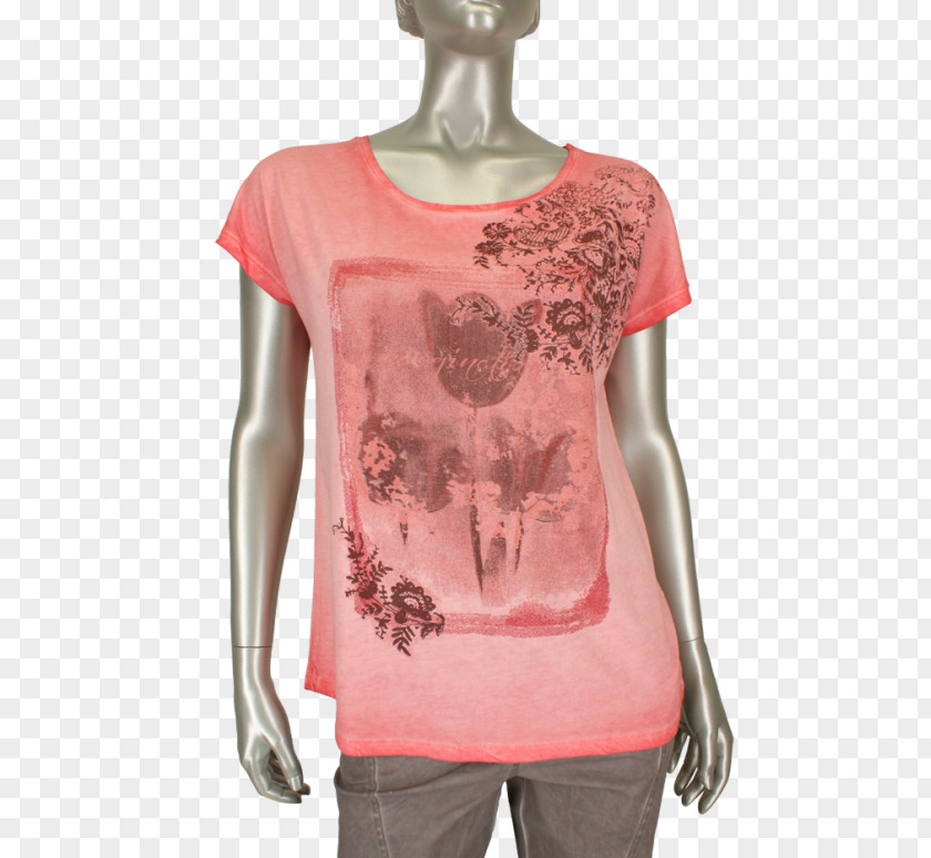 T-shirt Shoulder Sleeve Blouse Pink M PNG