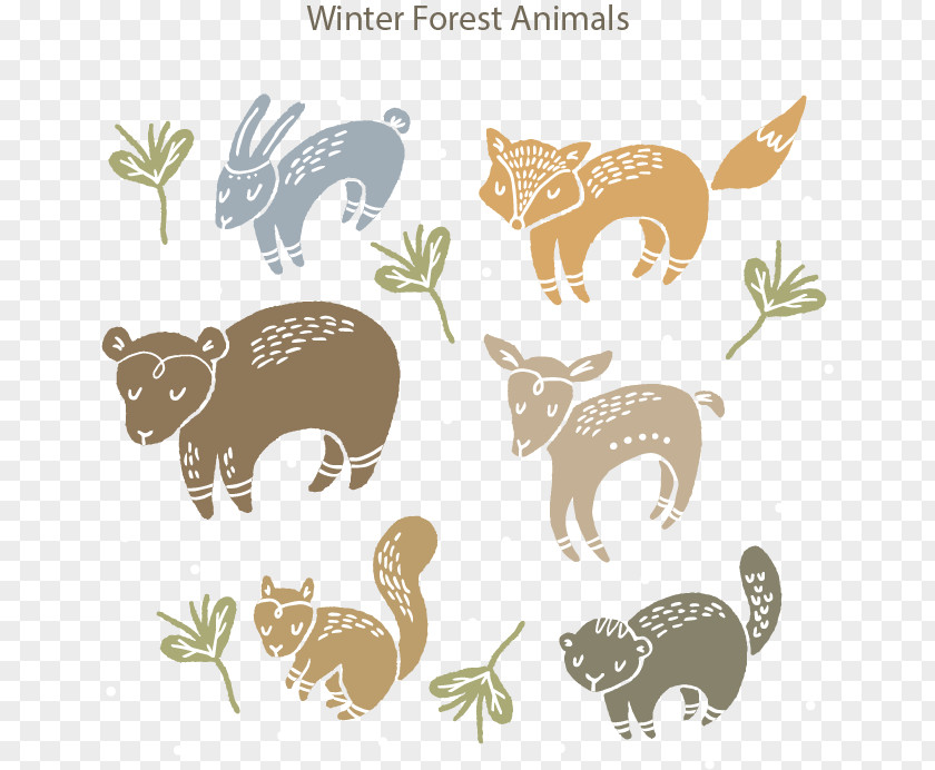 Winter Forest Animals Squirrel Illustration PNG