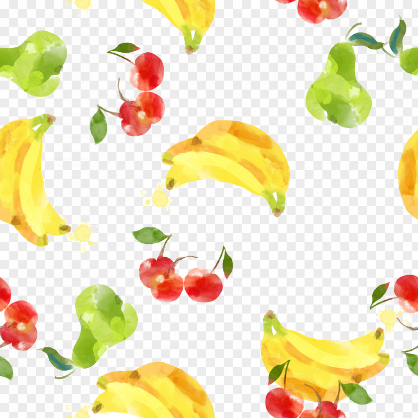Drawing Banana Cherry Shading Creative Watercolor Painting PNG