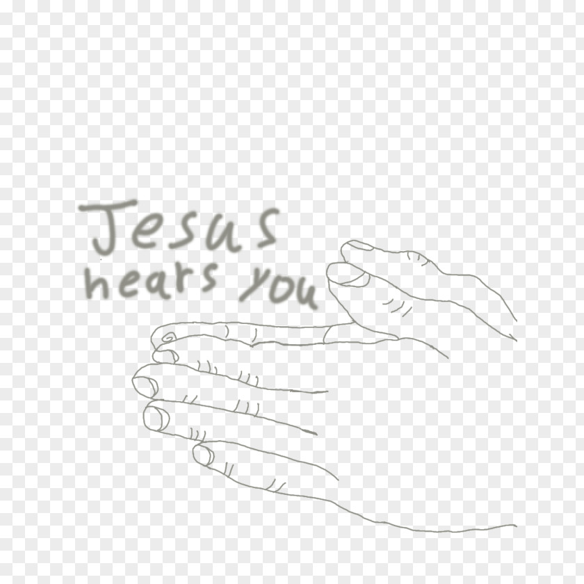 God Thumb Prayer Sketch PNG