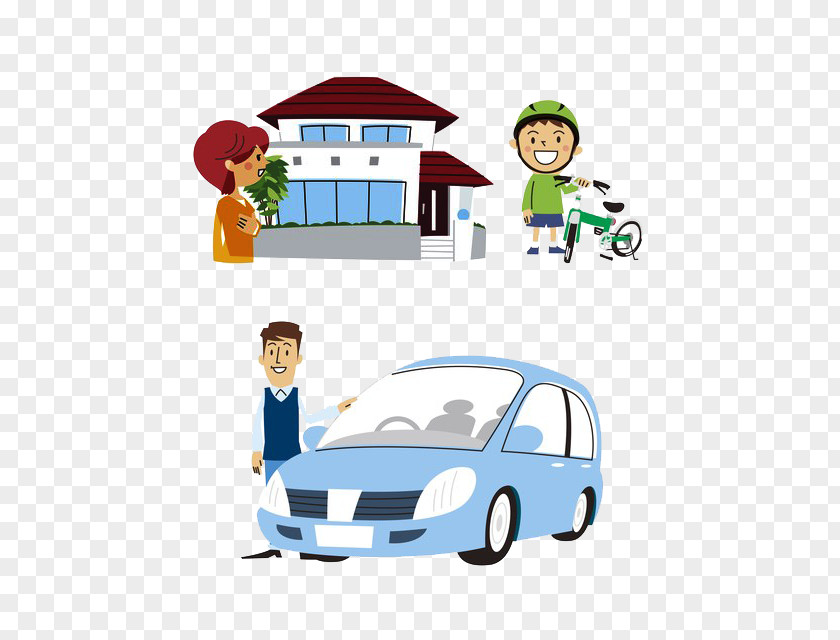 Parents And Babies Car Illustration PNG