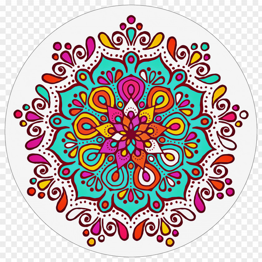 Psychedelic Art Ornament Flower Line PNG