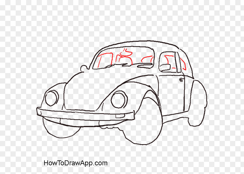 Volkswagen Beetle Car Drawing Sketch PNG
