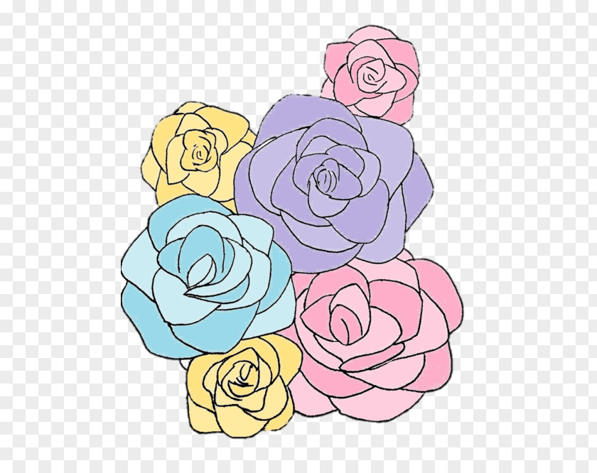 Pastel Flower Garden Roses Drawing PNG