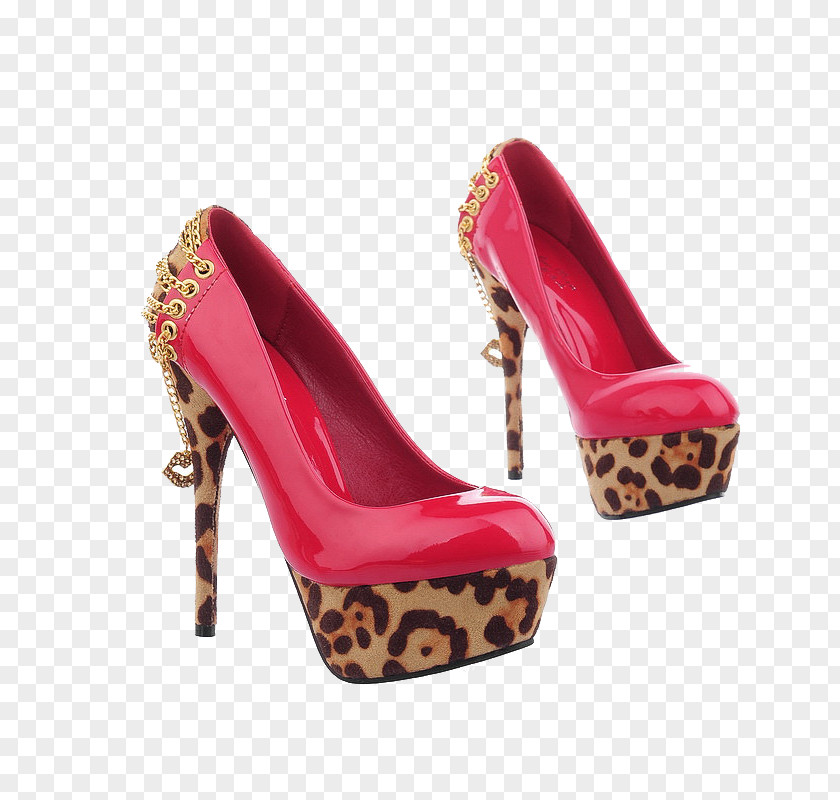 Red Leopard Shoes Court Shoe High-heeled Footwear Peep-toe PNG