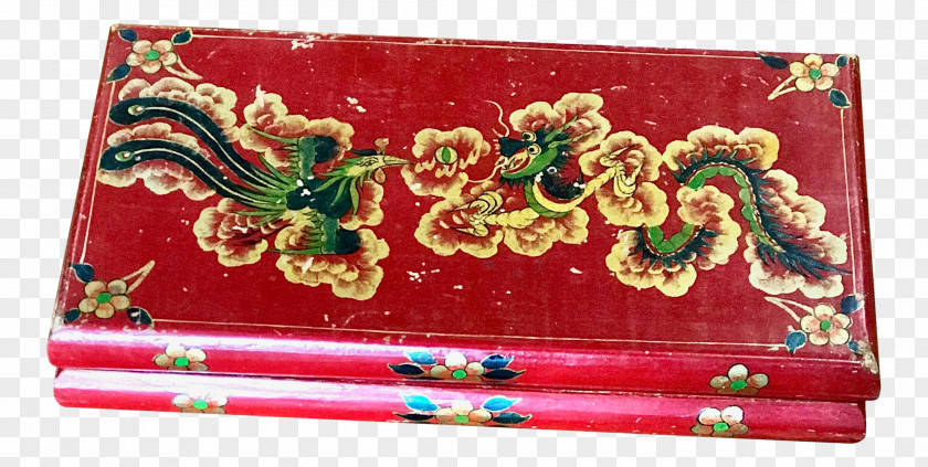 Chinoiserie Design Lacquer Furniture Box PNG